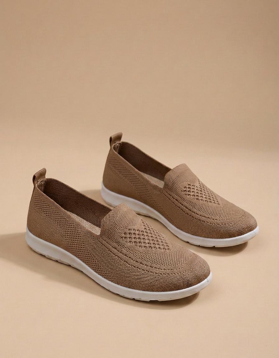 Elisa | Zapatillas planas de punto - Chocolate