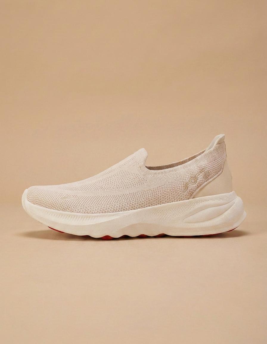 Mónica | Zapatillas de punto sin cordones - Crema