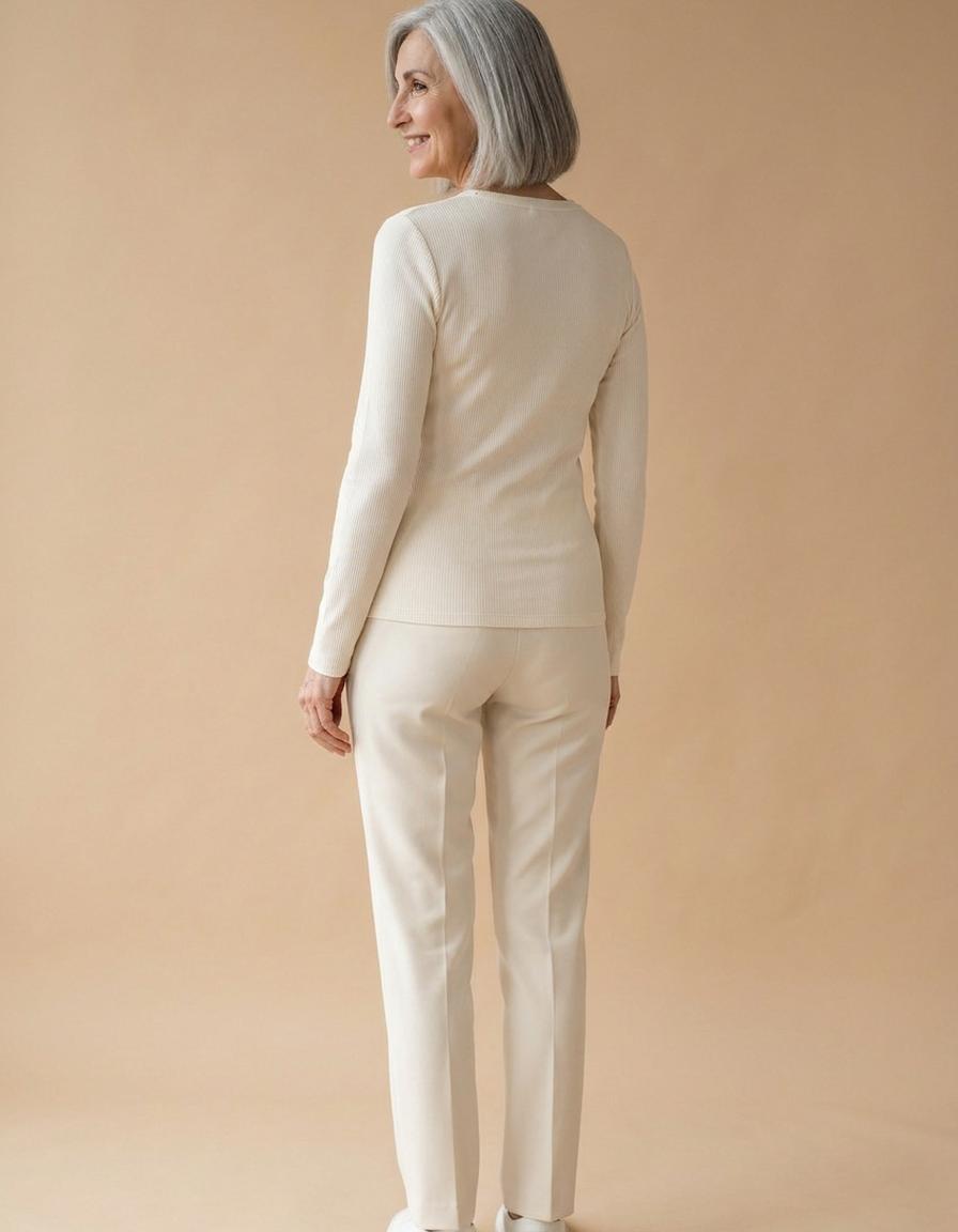 Blanca | Camiseta de canalé con botones - Crema