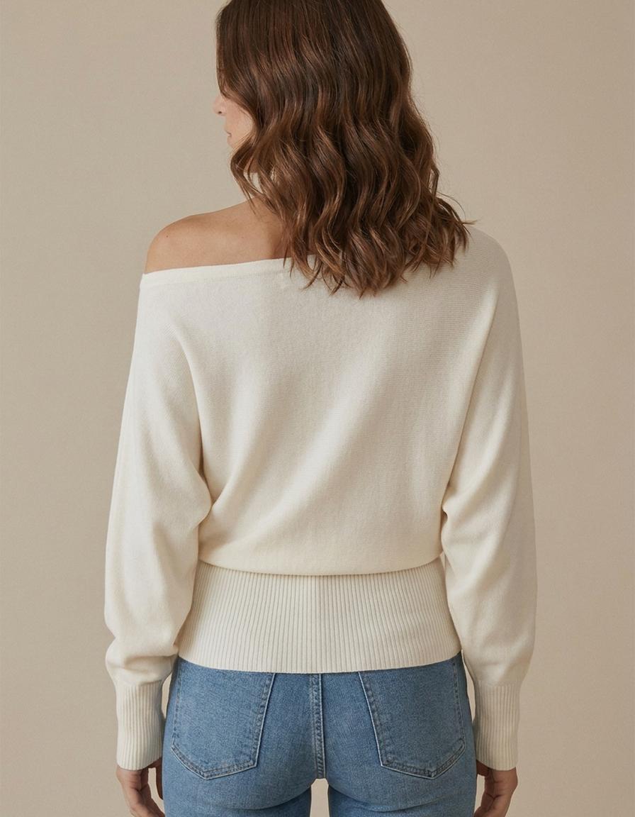 Montse | Jersey de hombros descubiertos - Crema