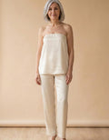 Silvia | Conjunto de satén top y pantalón - Crema