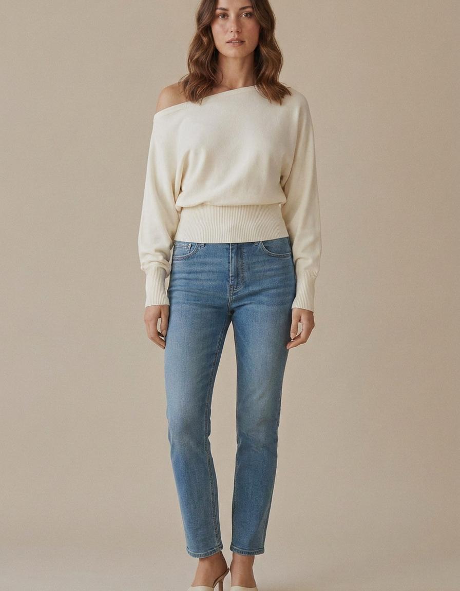 Montse | Jersey de hombros descubiertos - Crema
