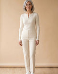 Blanca | Camiseta de canalé con botones - Crema