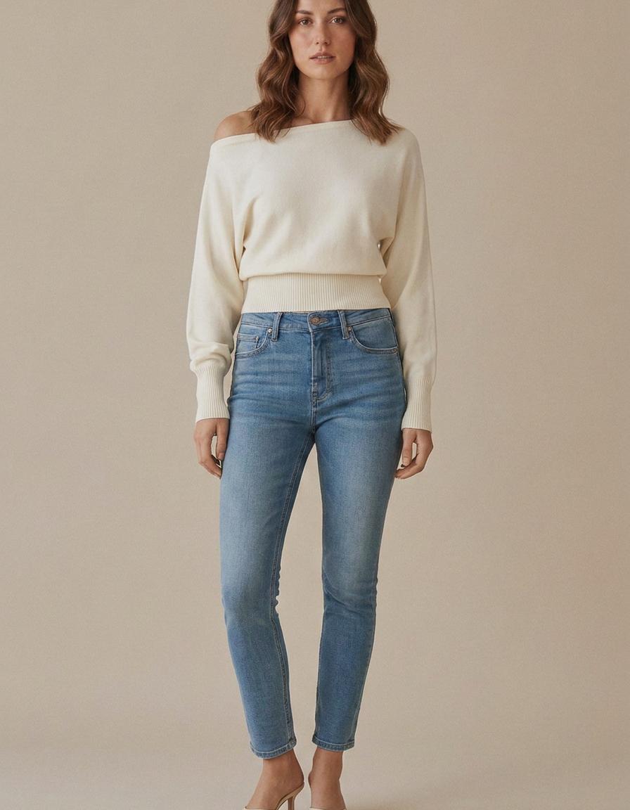Montse | Jersey de hombros descubiertos - Crema