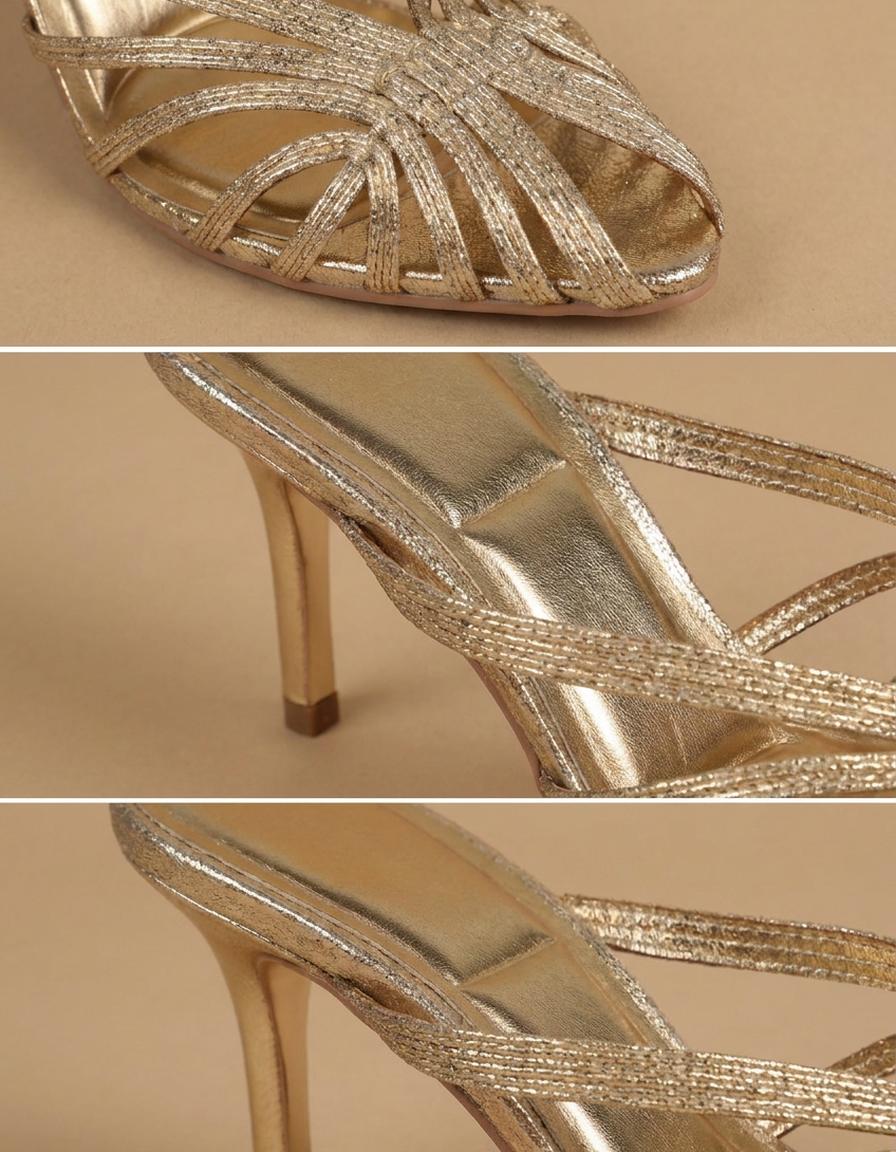 Celia | Sandalias de tiras doradas con tacón - Dorado