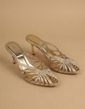 Celia | Sandalias de tiras doradas con tacón - Dorado