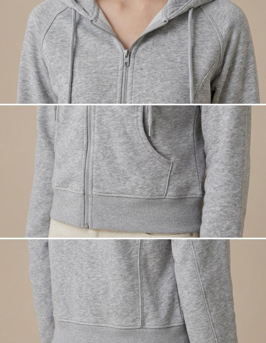 Ester | Sudadera ajustada con cremallera y capucha - Gris
