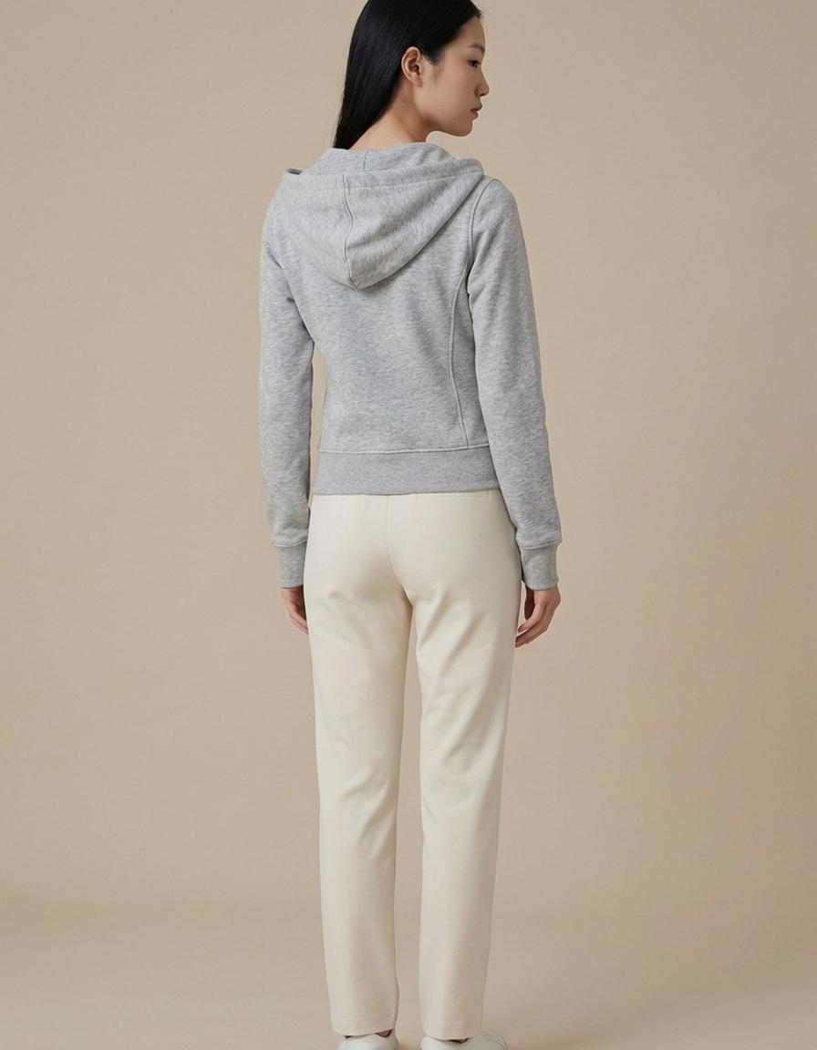 Ester | Sudadera ajustada con cremallera y capucha - Gris