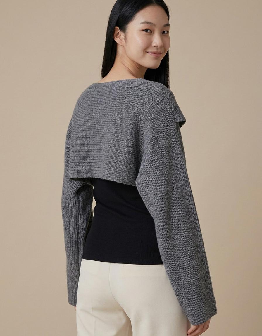 Natalia | Jersey corto cruzado - Gris