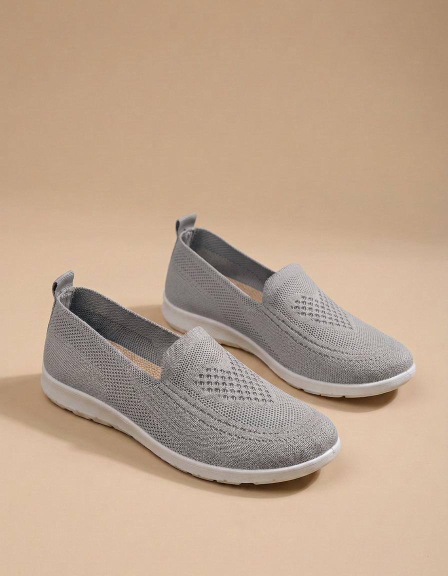 Elisa | Zapatillas planas de punto - Gris