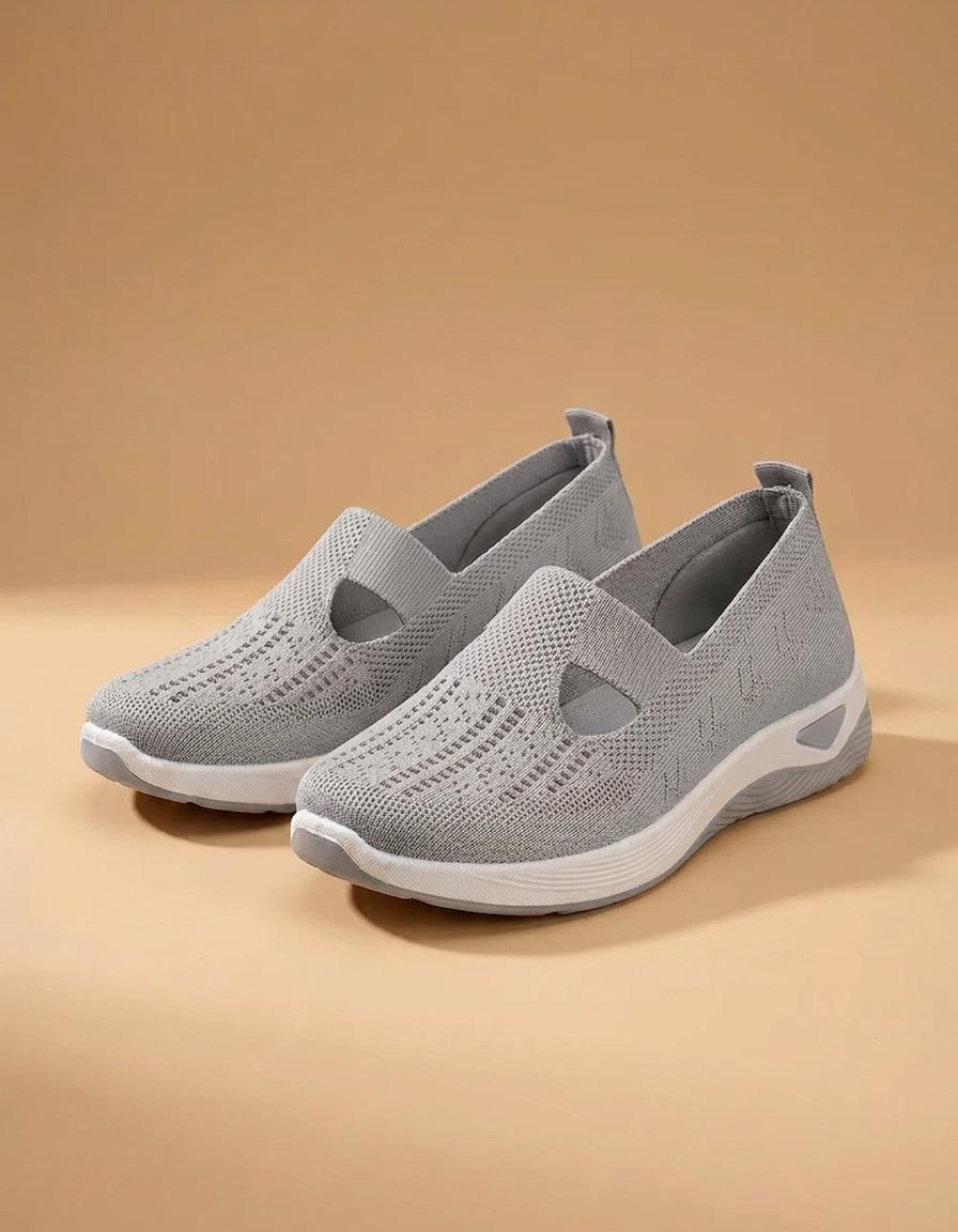 Teresa | Zapatillas de malla sin cordones con tira - Gris