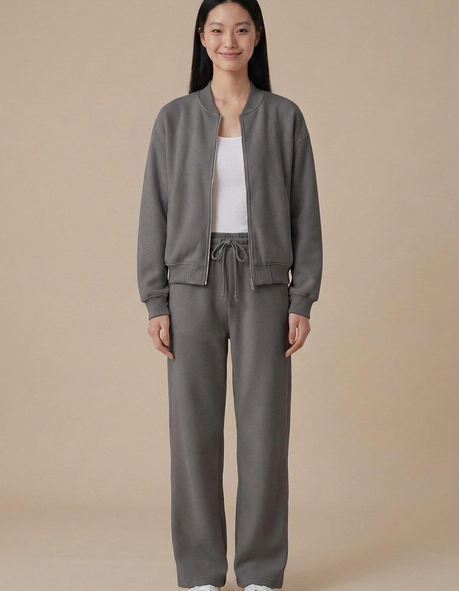 Jimena | Conjunto bomber y pantalón ancho - Gris