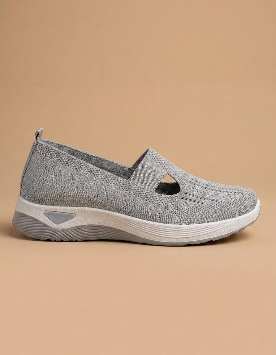 Teresa | Zapatillas de malla sin cordones con tira - Gris