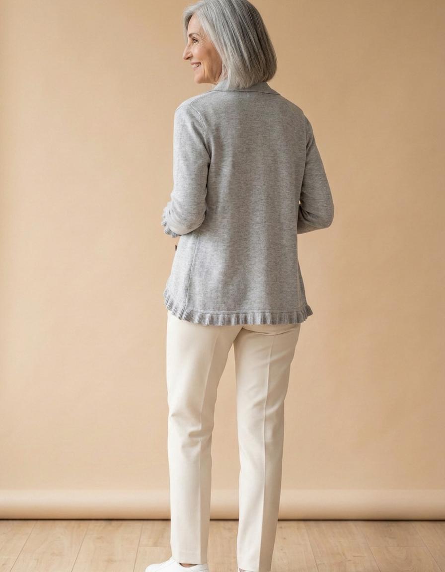 Lourdes | Chaqueta con volantes de punto gris - Gris jaspeado