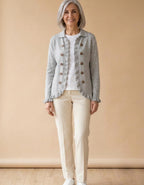 Lourdes | Chaqueta con volantes de punto gris - Gris jaspeado