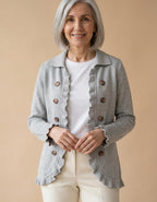 Lourdes | Chaqueta con volantes de punto gris - Gris jaspeado