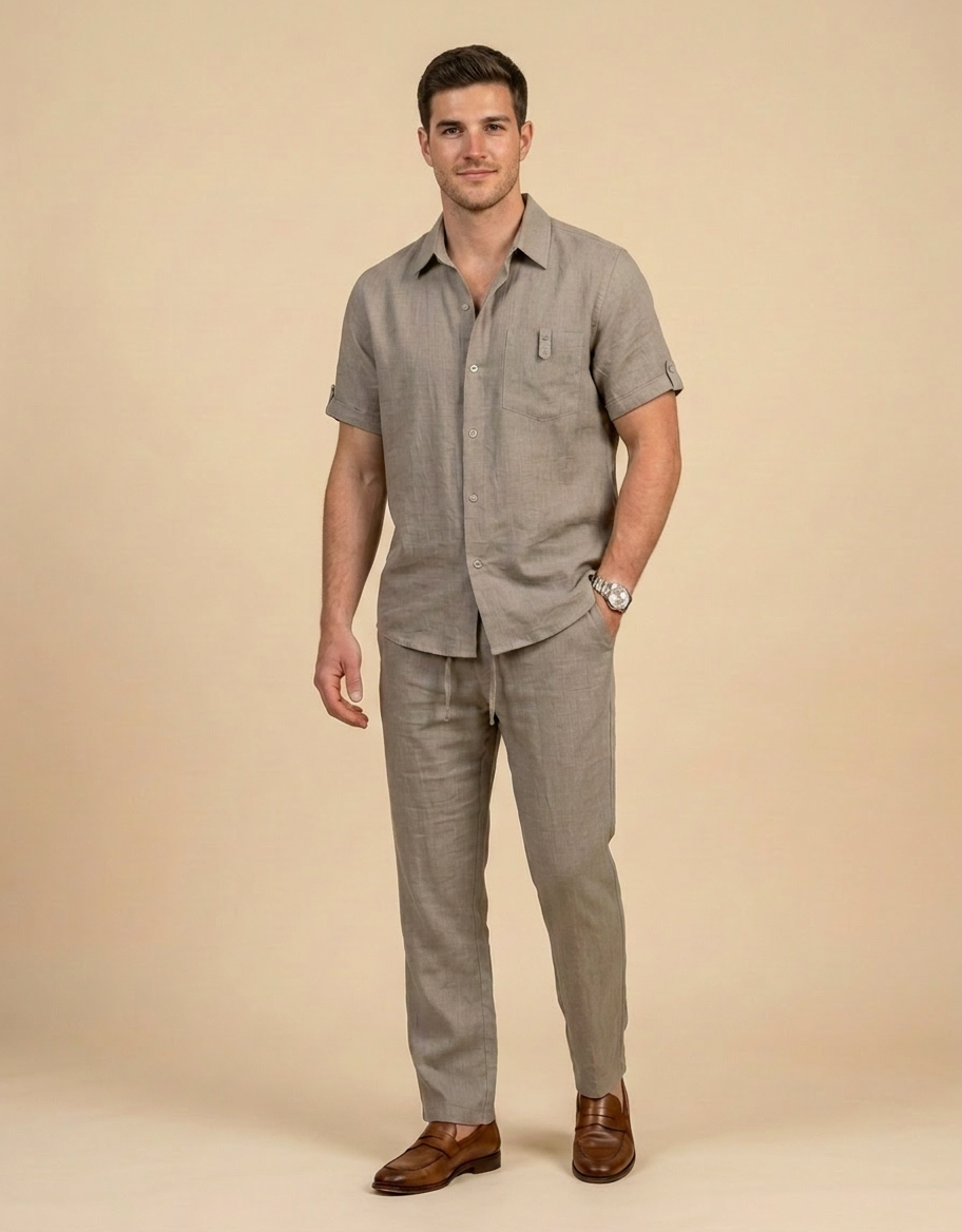 Bruno | Conjunto casual de dos piezas para hombre - Gris