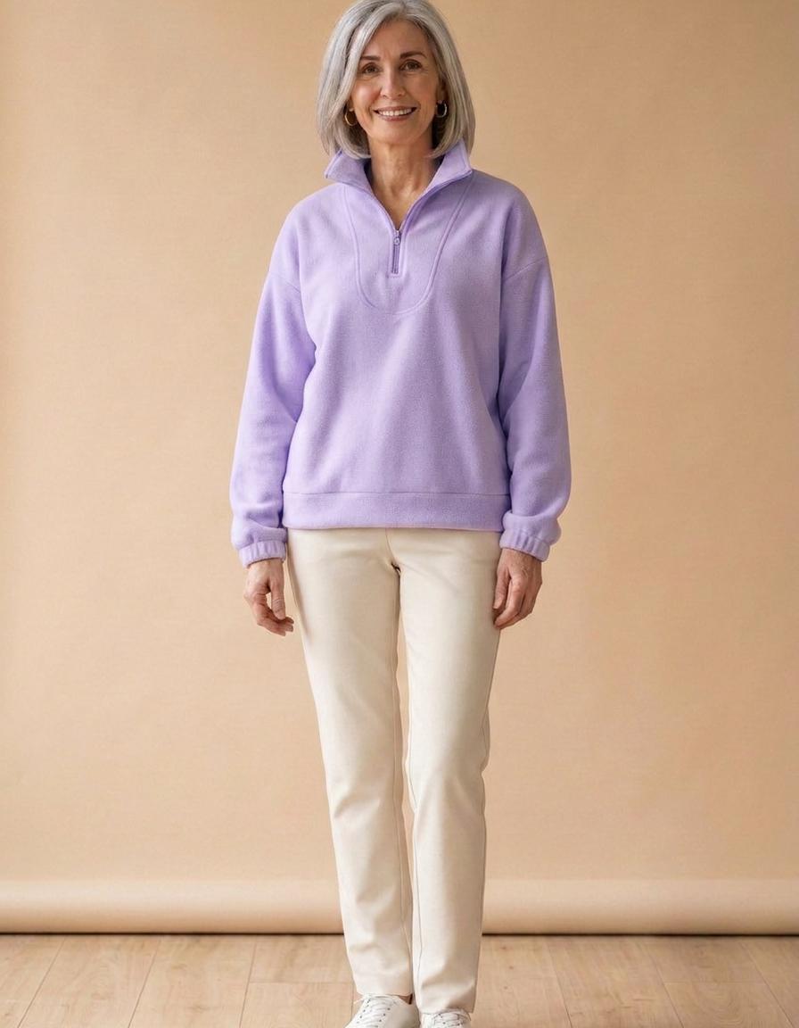 Eva | Forro polar de cuello alto con cremallera - Lavanda