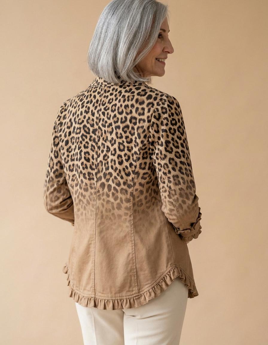 Celeste | Chaqueta con volantes leopardo degradado - Leopardo tostado