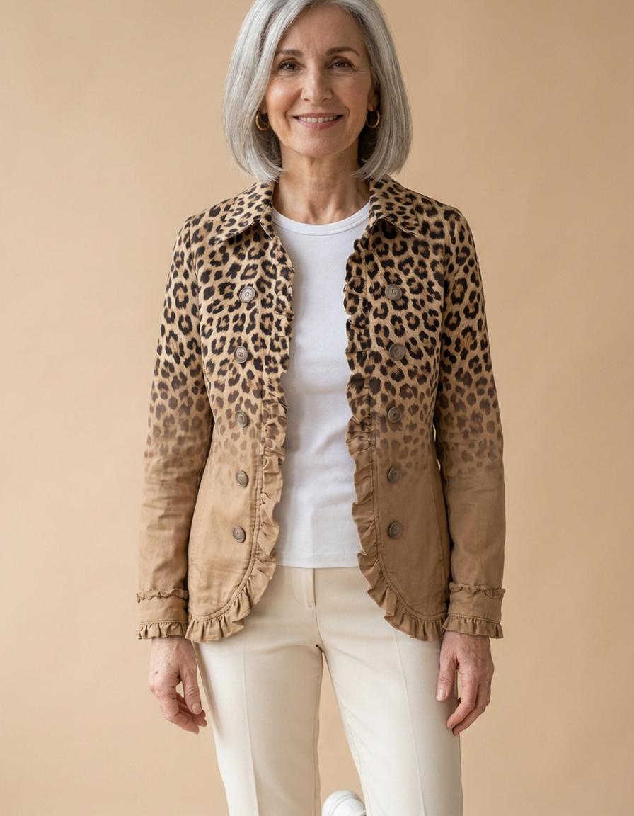Celeste | Chaqueta con volantes leopardo degradado - Leopardo tostado