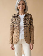 Celeste | Chaqueta con volantes leopardo degradado - Leopardo tostado