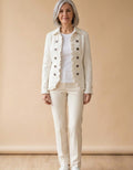 Almudena | Chaqueta con volantes bordada marfil - Marfil