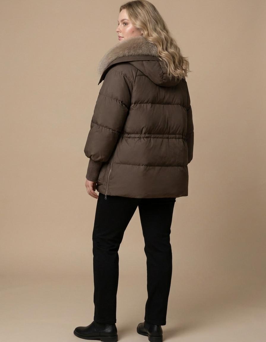 Victoria | Parka con cuello de pelo - Marrón café