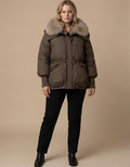 Victoria | Parka con cuello de pelo - Marrón café