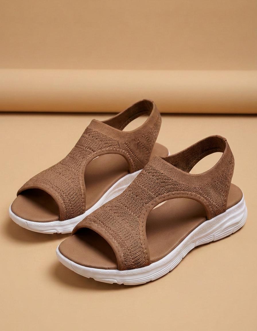 Rocío | Sandalias deportivas de punto con cuña - Marrón