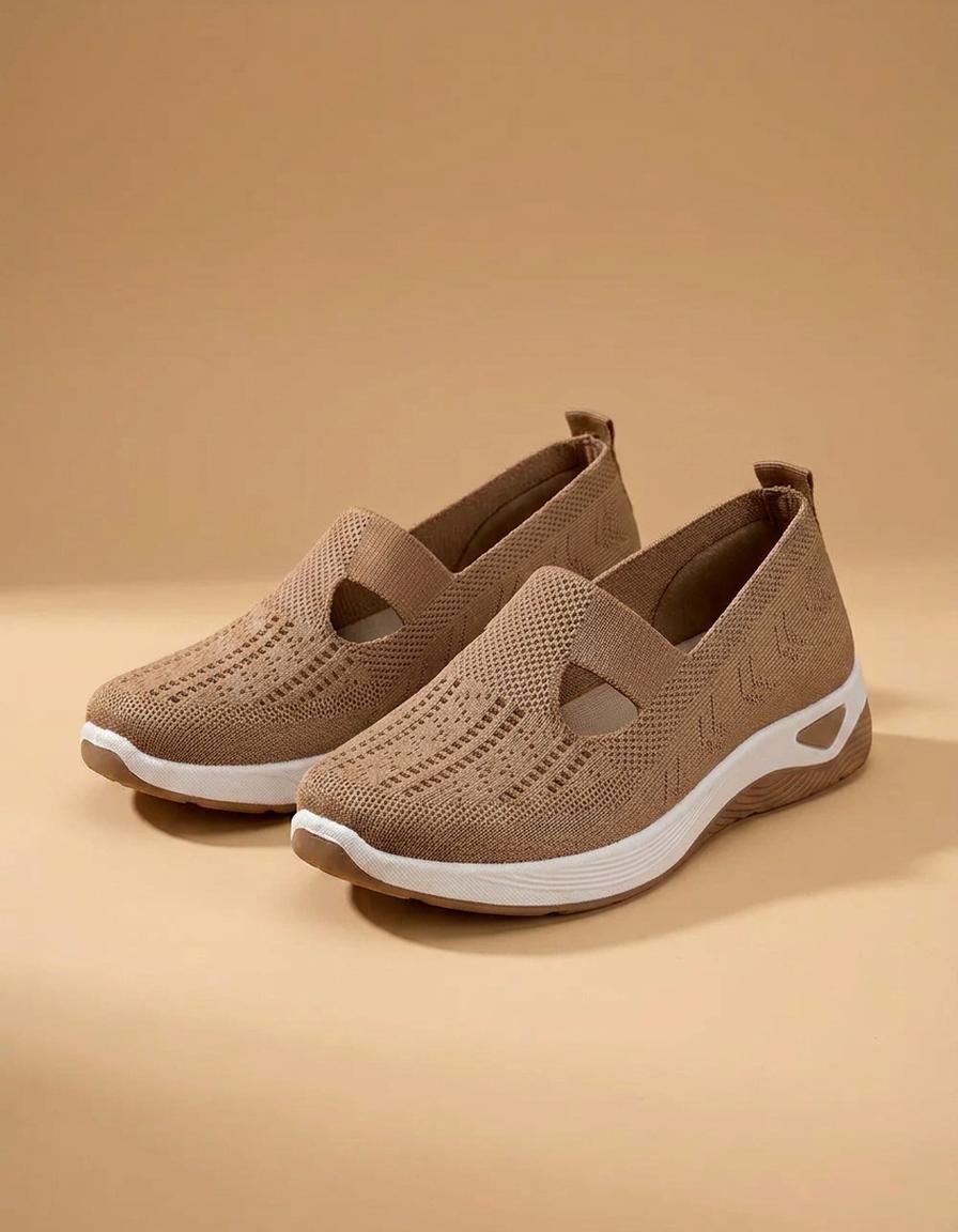 Teresa | Zapatillas de malla sin cordones con tira - Marrón