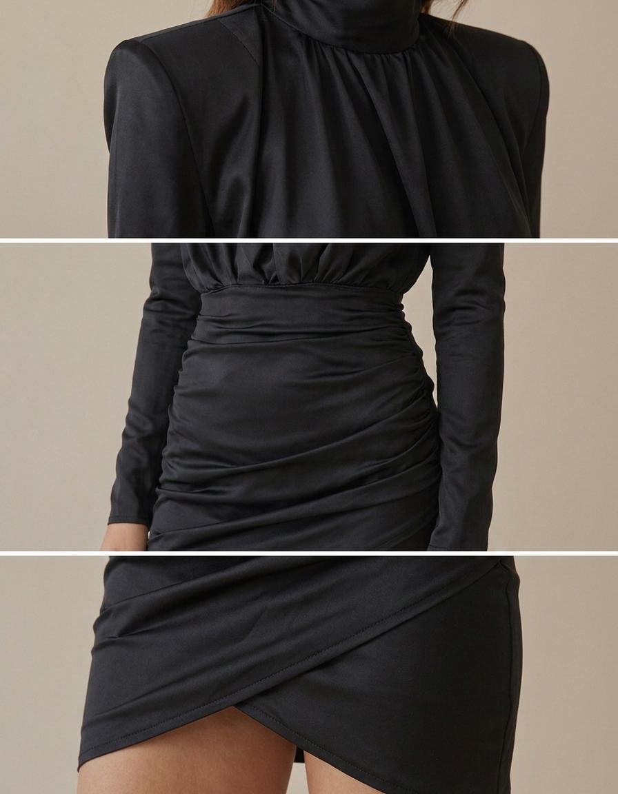 Irene | Vestido corto con hombreras - Negro