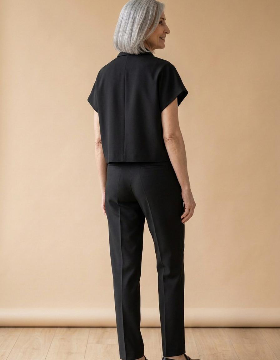 Pilar | Conjunto chaqueta corta cremallera y pantalón - Negro