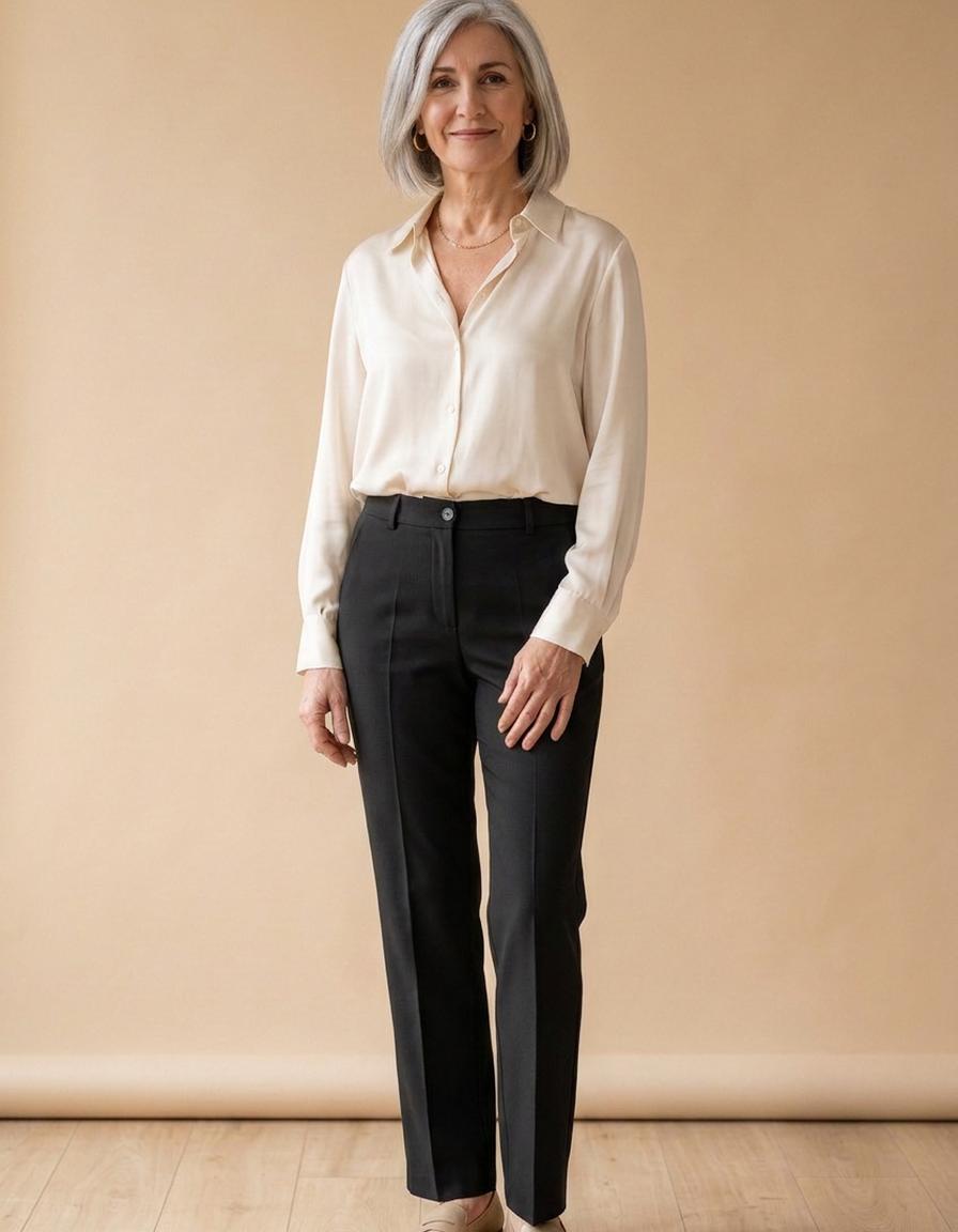 Carolina | Pantalón de traje tiro alto recto - Negro