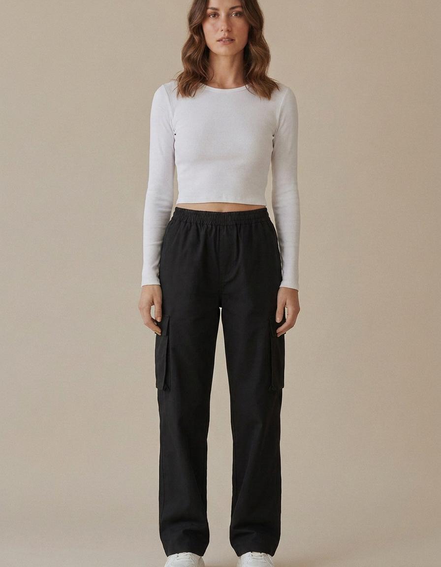 Paula | Pantalón cargo recto - Negro