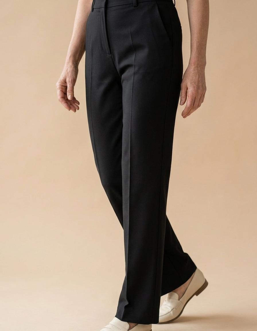 Carolina | Pantalón de traje tiro alto recto - Negro