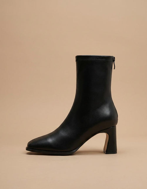 Ariadna | Botines de punta cuadrada con tacón - Negro