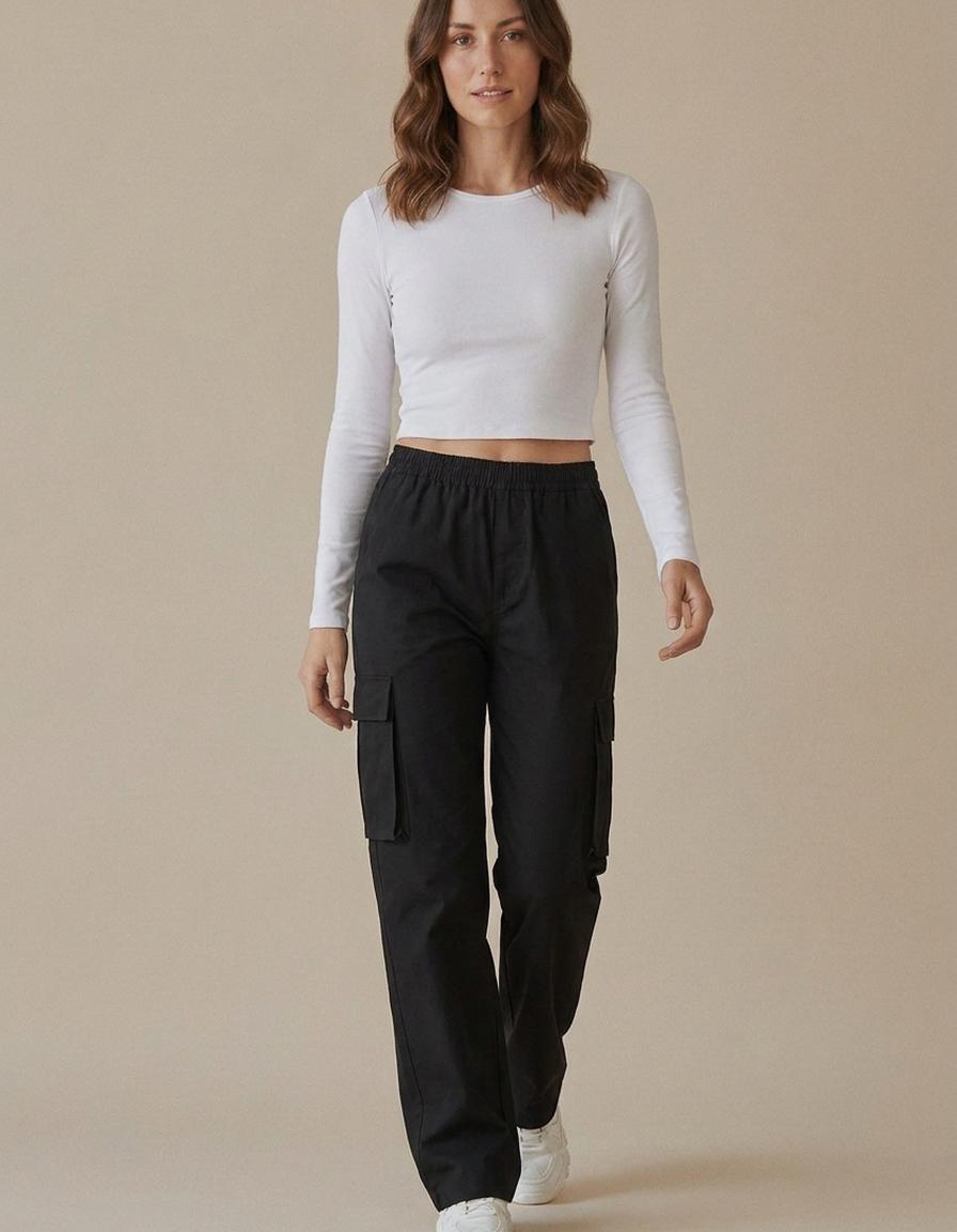 Paula | Pantalón cargo recto - Negro