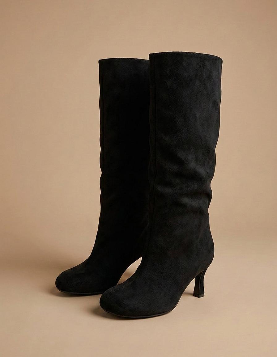 Judit | Botas altas de antelina con tacón - Negro