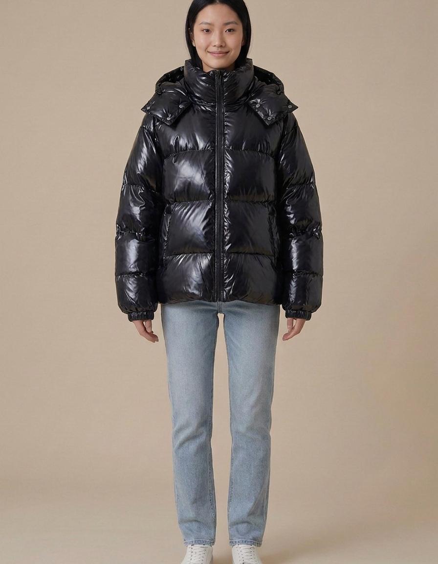 Zoe | Plumífero oversize brillante - Negro