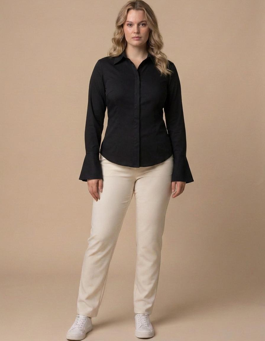 Isabel | Camisa entallada con espalda de cordones - Negro