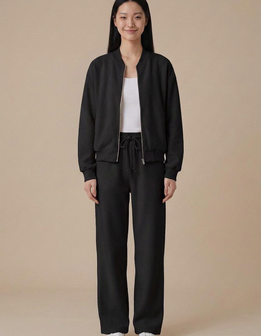 Jimena | Conjunto bomber y pantalón ancho - Negro