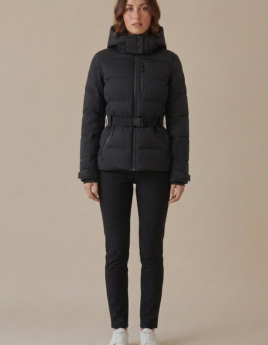 Ximena | Chaqueta de esquí con cinturón - Negro