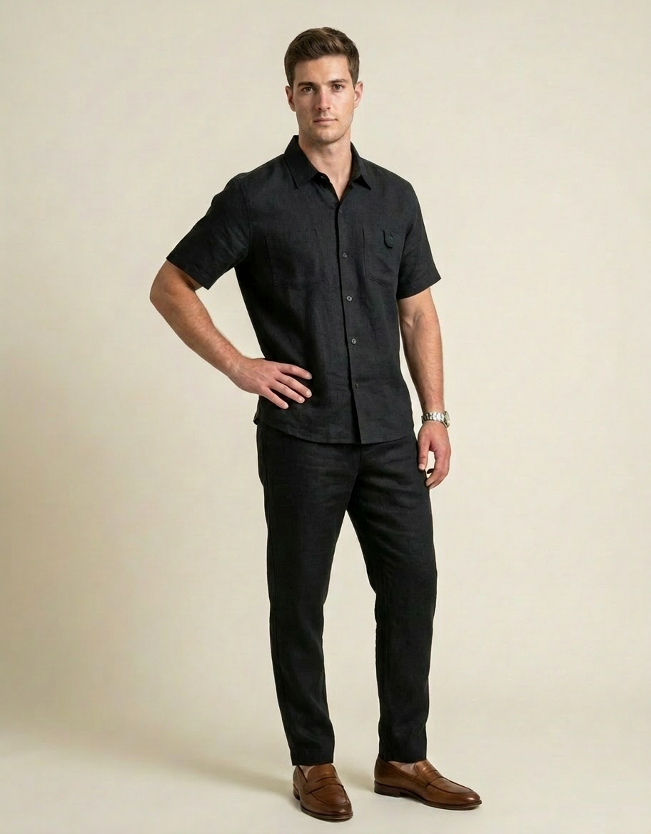 Bruno | Conjunto casual de dos piezas para hombre - Negro