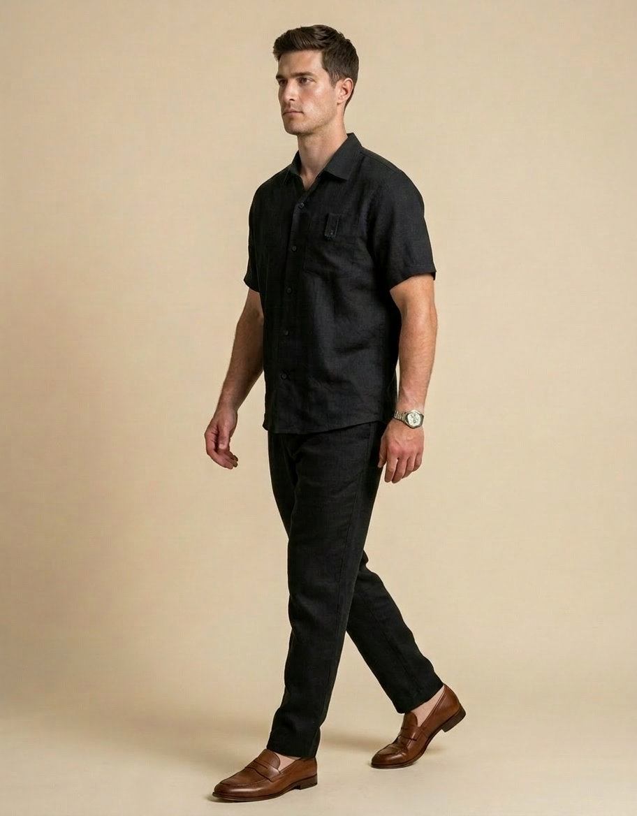 Bruno | Conjunto casual de dos piezas para hombre - Negro