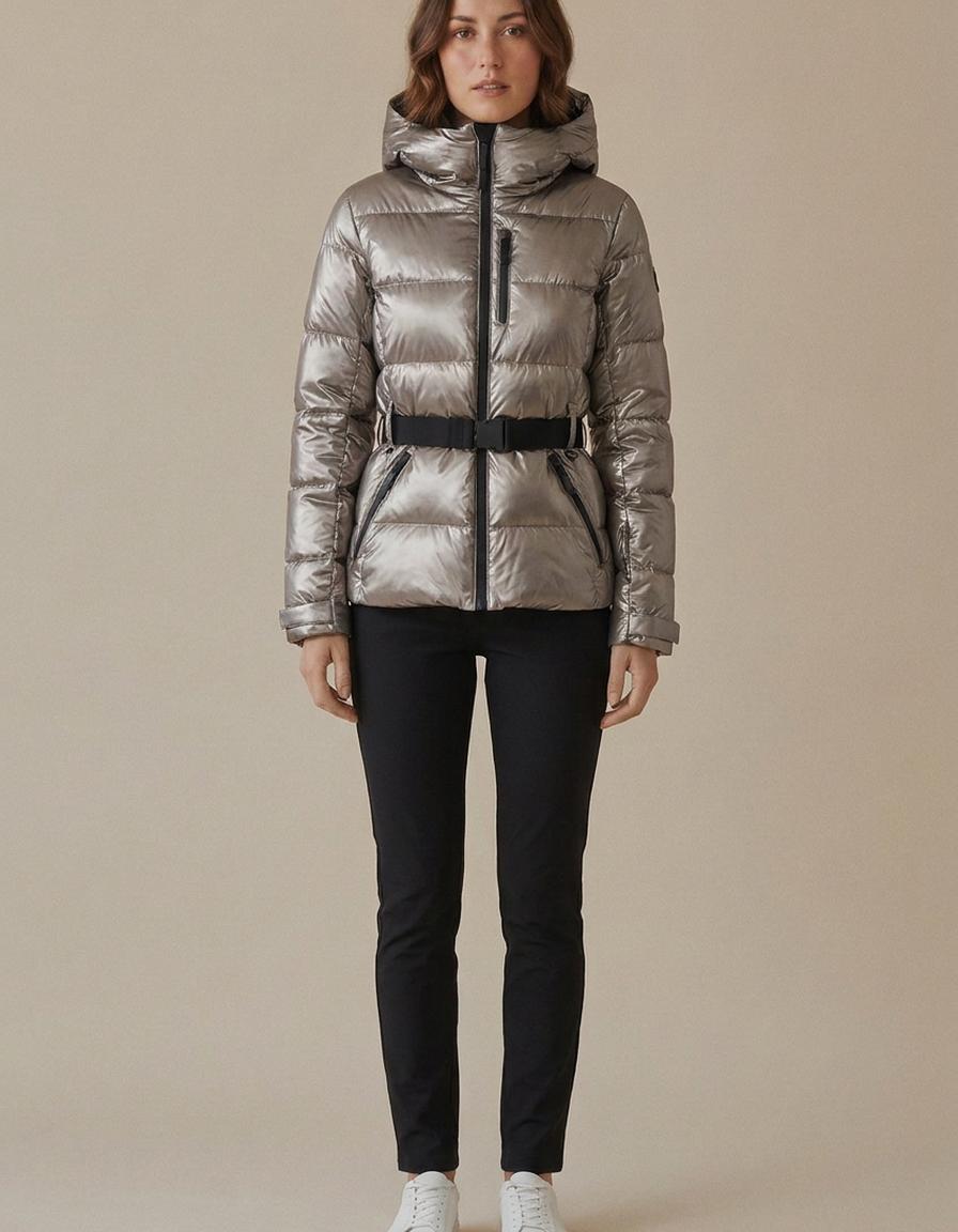 Ximena | Chaqueta de esquí con cinturón - Plata