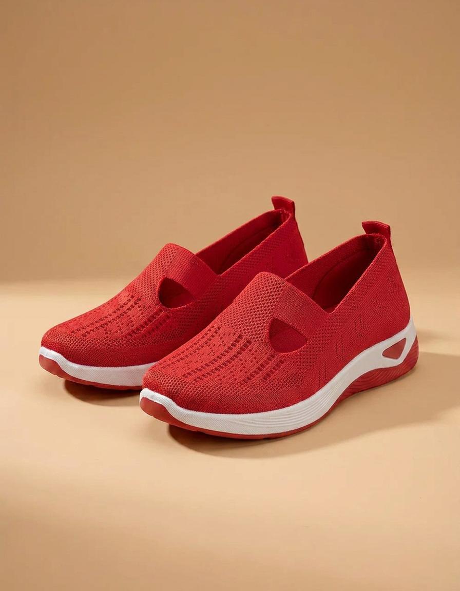 Teresa | Zapatillas de malla sin cordones con tira - Rojo