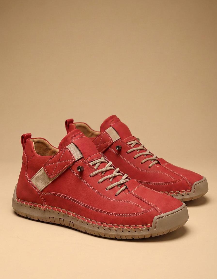 Olga | Zapatos casual de piel con costuras - Rojo