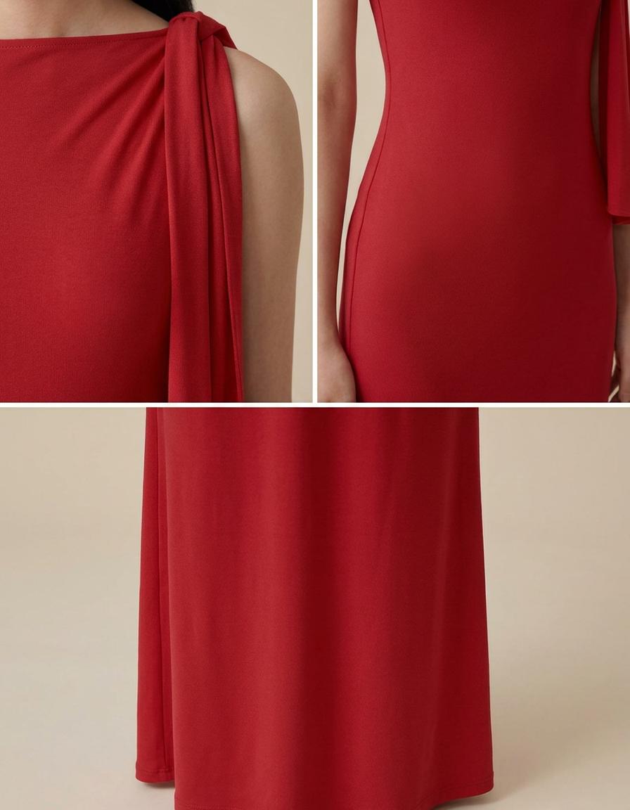 Marina | Vestido largo con detalle al hombro - Rojo