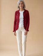 Mireia | Chaqueta con volantes de punto rojo - Rojo rubí