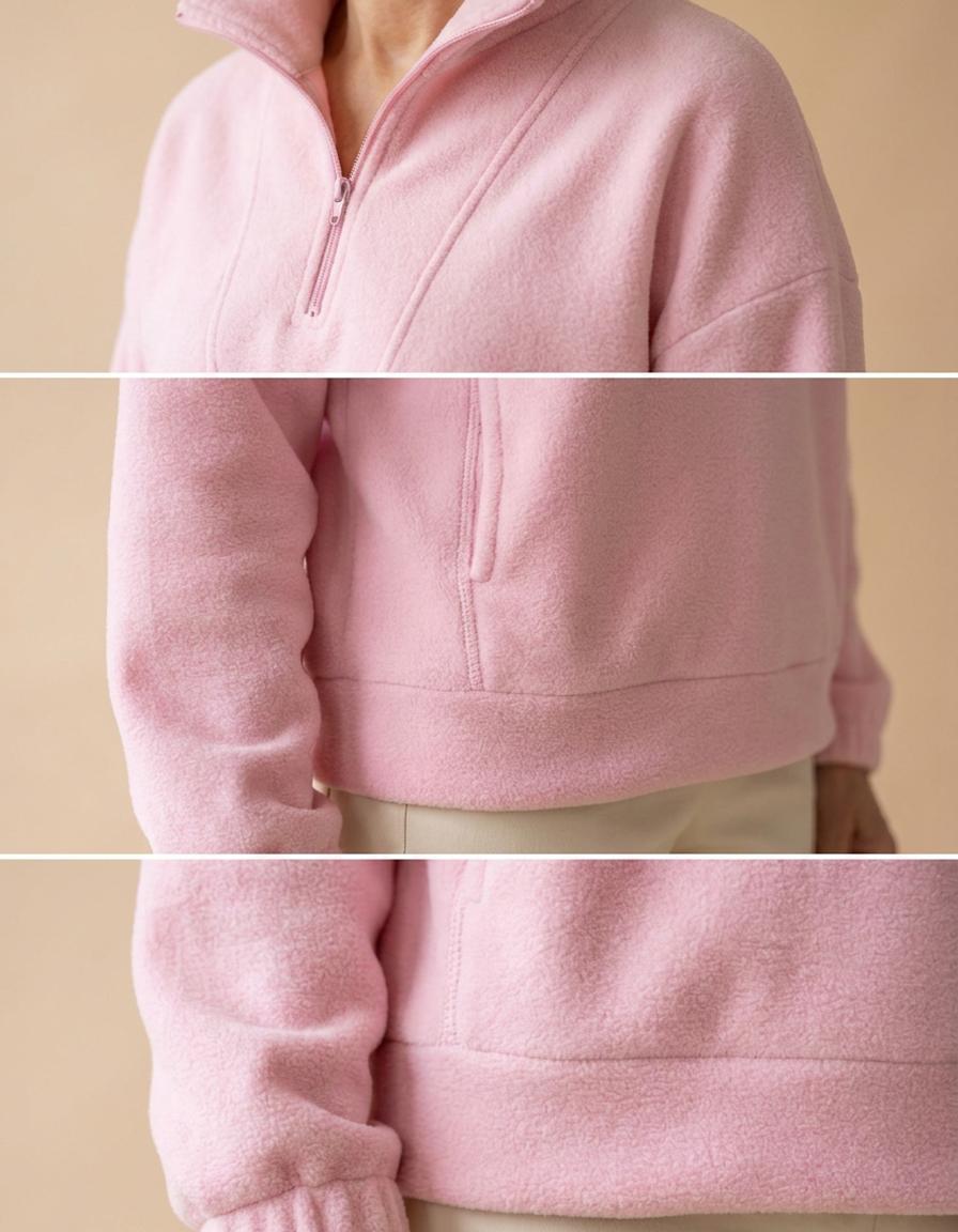 Eva | Forro polar de cuello alto con cremallera - Rosa